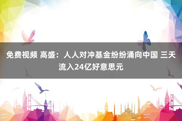 免费视频 高盛：人人对冲基金纷纷涌向中国 三天流入24亿好意思元