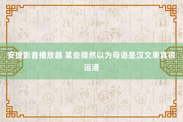 安捷影音播放器 某些骤然以为母语是汉文果真很运道