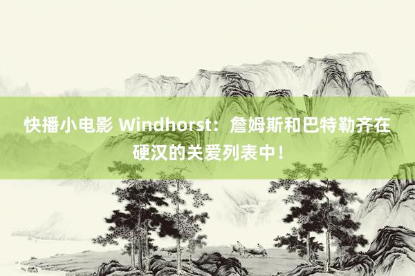 快播小电影 Windhorst：詹姆斯和巴特勒齐在硬汉的关爱列表中！