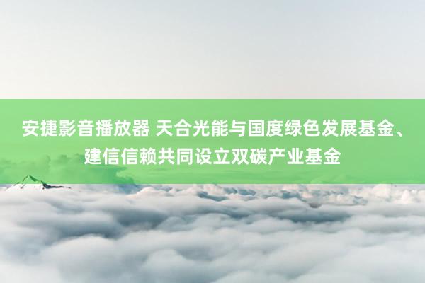 安捷影音播放器 天合光能与国度绿色发展基金、建信信赖共同设立双碳产业基金
