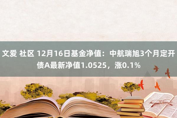 文爱 社区 12月16日基金净值：中航瑞旭3个月定开债A最新净值1.0525，涨0.1%