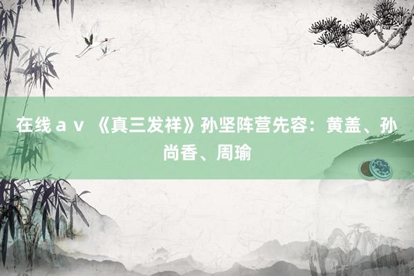 在线ａｖ 《真三发祥》孙坚阵营先容：黄盖、孙尚香、周瑜