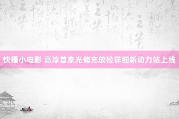 快播小电影 高淳首家光储充放检详细新动力站上线