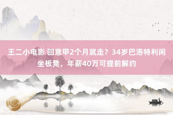 王二小电影 回意甲2个月就走？34岁巴洛特利闲坐板凳，年薪40万可提前解约