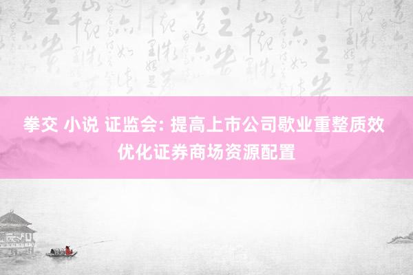 拳交 小说 证监会: 提高上市公司歇业重整质效 优化证券商场资源配置