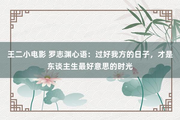 王二小电影 罗志渊心语：过好我方的日子，才是东谈主生最好意思的时光