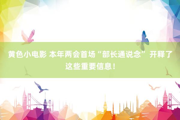黄色小电影 本年两会首场“部长通说念” 开释了这些重要信息！