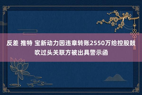 反差 推特 宝新动力因违章转账2550万给控股鼓吹过头关联方被出具警示函
