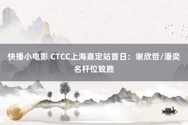 快播小电影 CTCC上海嘉定站首日：谢欣哲/潘奕名杆位致胜