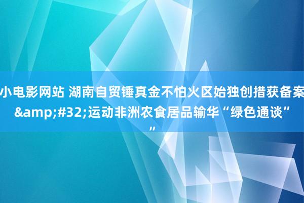小电影网站 湖南自贸锤真金不怕火区始独创措获备案&#32;运动非洲农食居品输华“绿色通谈”