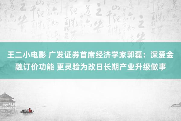 王二小电影 广发证券首席经济学家郭磊：深爱金融订价功能 更灵验为改日长期产业升级做事