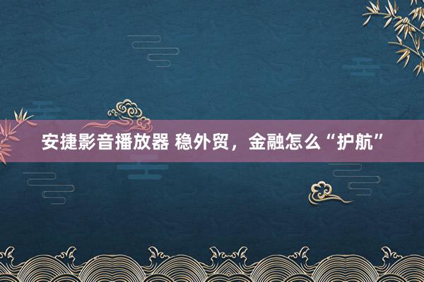 安捷影音播放器 稳外贸，金融怎么“护航”