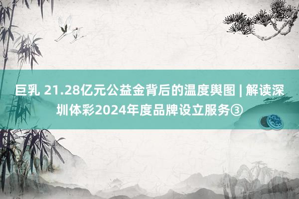 巨乳 21.28亿元公益金背后的温度舆图 | 解读深圳体彩2024年度品牌设立服务③