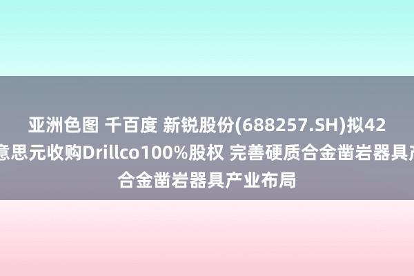 亚洲色图 千百度 新锐股份(688257.SH)拟4200万好意思元收购Drillco100%股权 完善硬质合金凿岩器具产业布局