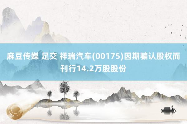 麻豆传媒 足交 祥瑞汽车(00175)因期骗认股权而刊行14.2万股股份