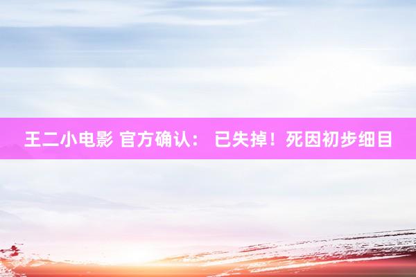 王二小电影 官方确认： 已失掉！死因初步细目