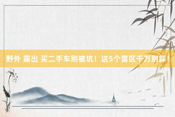 野外 露出 买二手车别被坑！这5个雷区千万别踩！