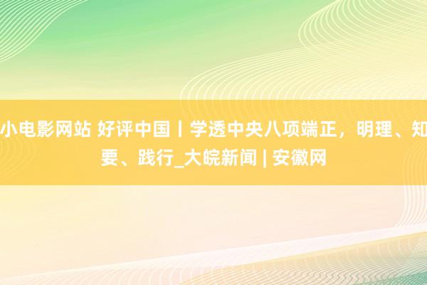 小电影网站 好评中国丨学透中央八项端正，明理、知要、践行_大皖新闻 | 安徽网