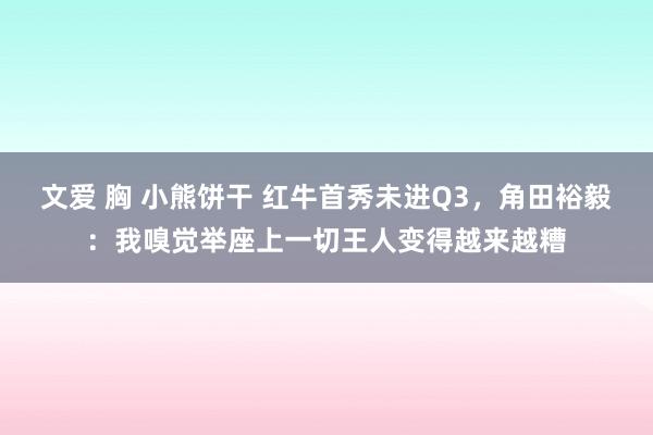 文爱 胸 小熊饼干 红牛首秀未进Q3，角田裕毅：我嗅觉举座上一切王人变得越来越糟