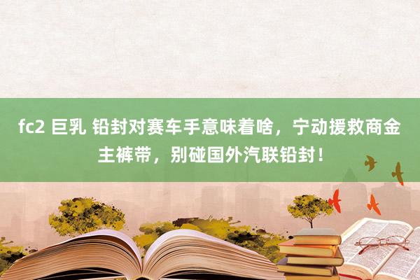 fc2 巨乳 铅封对赛车手意味着啥，宁动援救商金主裤带，别碰国外汽联铅封！
