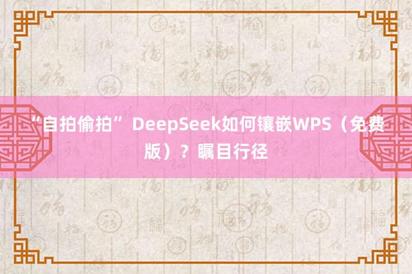 “自拍偷拍” DeepSeek如何镶嵌WPS（免费版）？瞩目行径