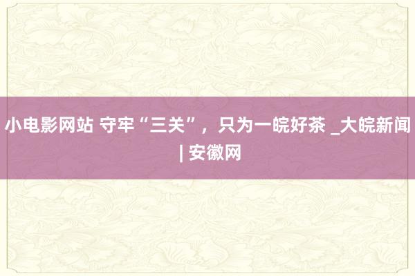 小电影网站 守牢“三关”，只为一皖好茶 _大皖新闻 | 安徽网
