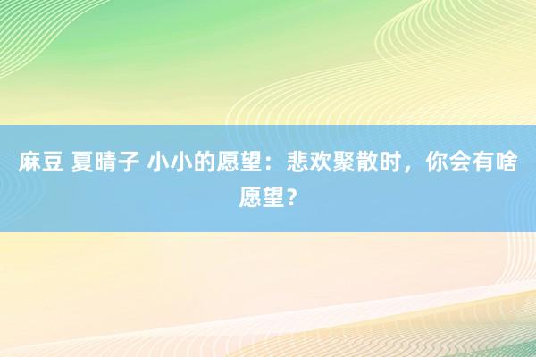 麻豆 夏晴子 小小的愿望：悲欢聚散时，你会有啥愿望？