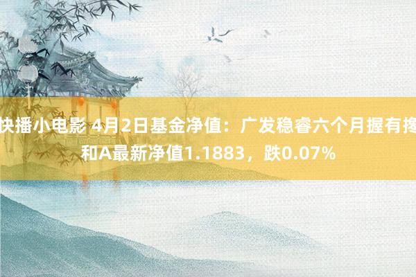 快播小电影 4月2日基金净值：广发稳睿六个月握有搀和A最新净值1.1883，跌0.07%