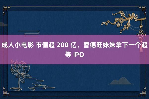 成人小电影 市值超 200 亿，曹德旺妹妹拿下一个超等 IPO