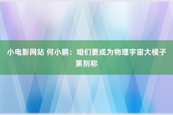 小电影网站 何小鹏：咱们要成为物理宇宙大模子第别称