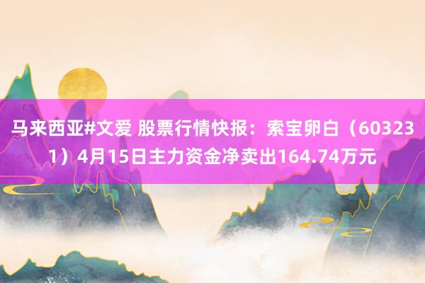 马来西亚#文爱 股票行情快报：索宝卵白（603231）4月15日主力资金净卖出164.74万元