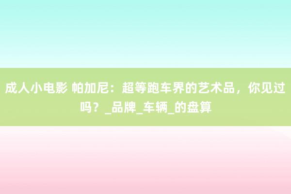 成人小电影 帕加尼：超等跑车界的艺术品，你见过吗？_品牌_车辆_的盘算