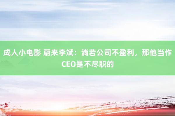 成人小电影 蔚来李斌：淌若公司不盈利，那他当作CEO是不尽职的