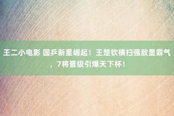王二小电影 国乒新星崛起！王楚钦横扫强敌显霸气，7将晋级引爆天下杯！