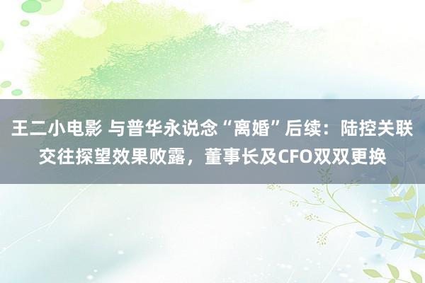 王二小电影 与普华永说念“离婚”后续：陆控关联交往探望效果败露，董事长及CFO双双更换