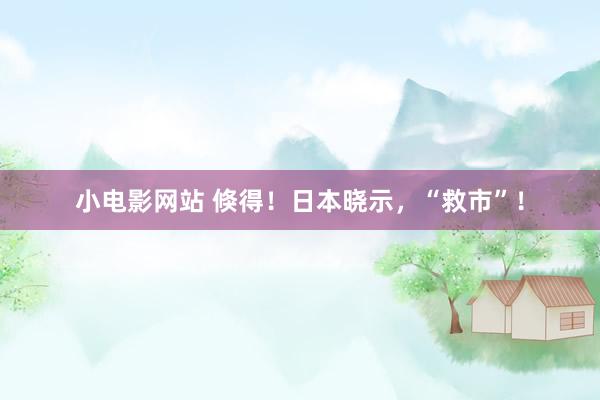 小电影网站 倏得！日本晓示，“救市”！